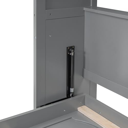 Murphy Bed with 2-Tier Shelves, Folding Bedframe, Space-Saving Design, No Box Spring Needed Q6874