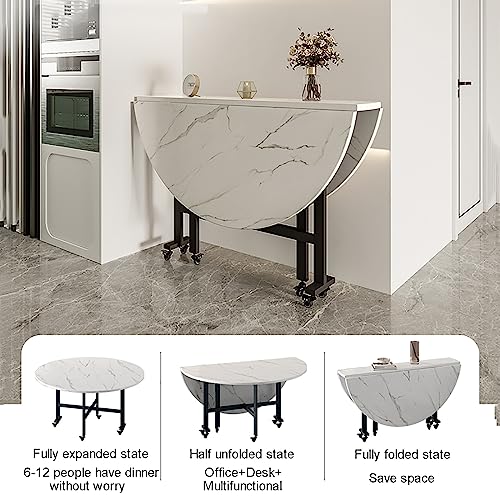 Folding Dining Table with Wheels and Storage Shelf I232