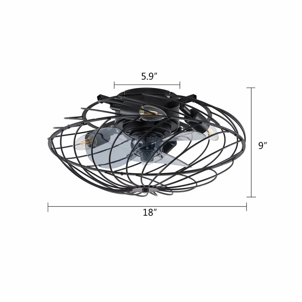 Retro Metal Ceiling Fan Light with Remote Control I640775