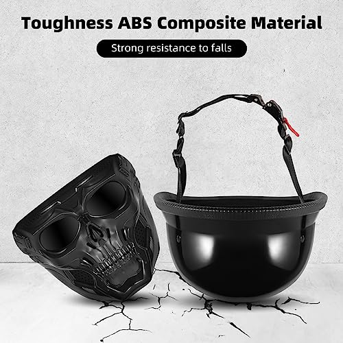 Motorcycle Half Helmet with Face Shield, DOT Approved Retro Style X5103