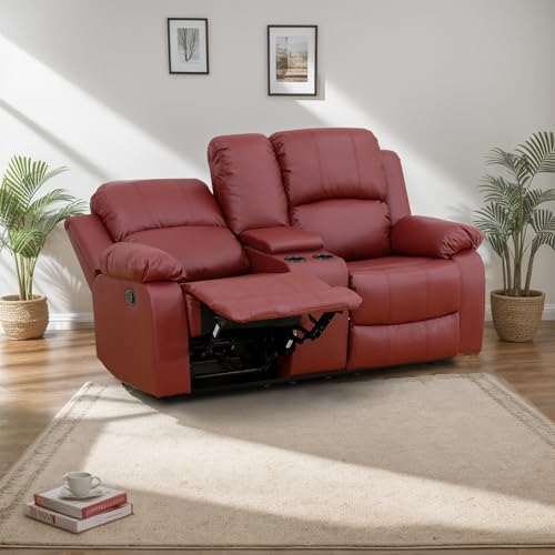 Leather Recliner Loveseat with Storage and Cup Holders H579293