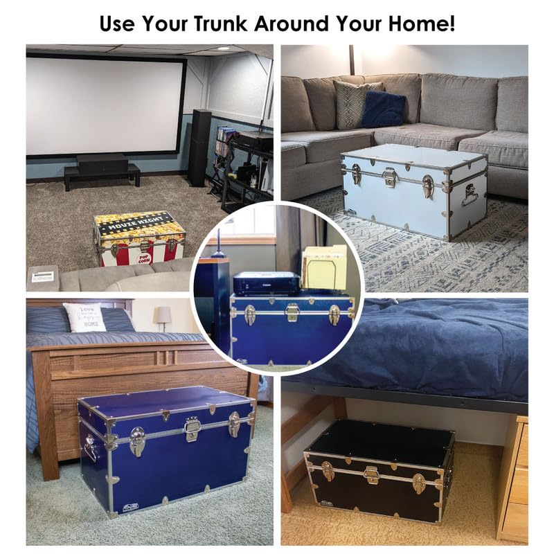 Full-Size Steel Footlocker with Tray and Lid Stay O736656