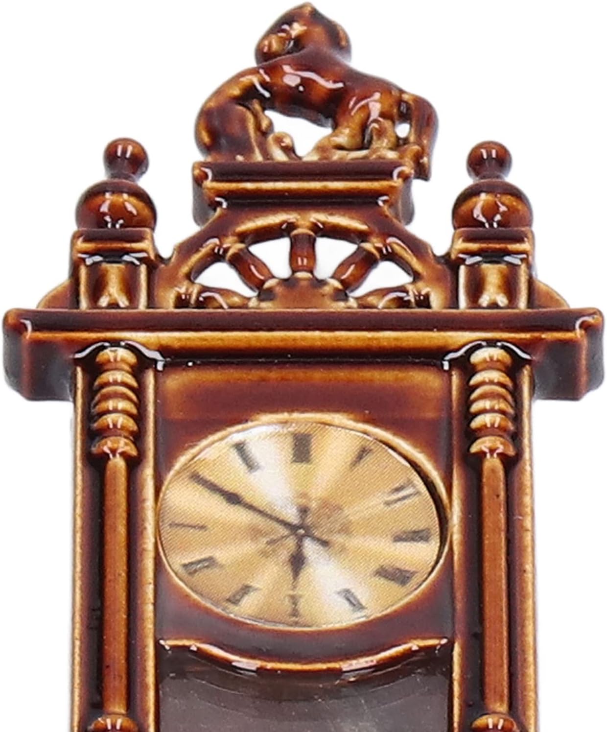 1:12 Miniature Vintage Wooden Wall Clock for Dollhouse W213281