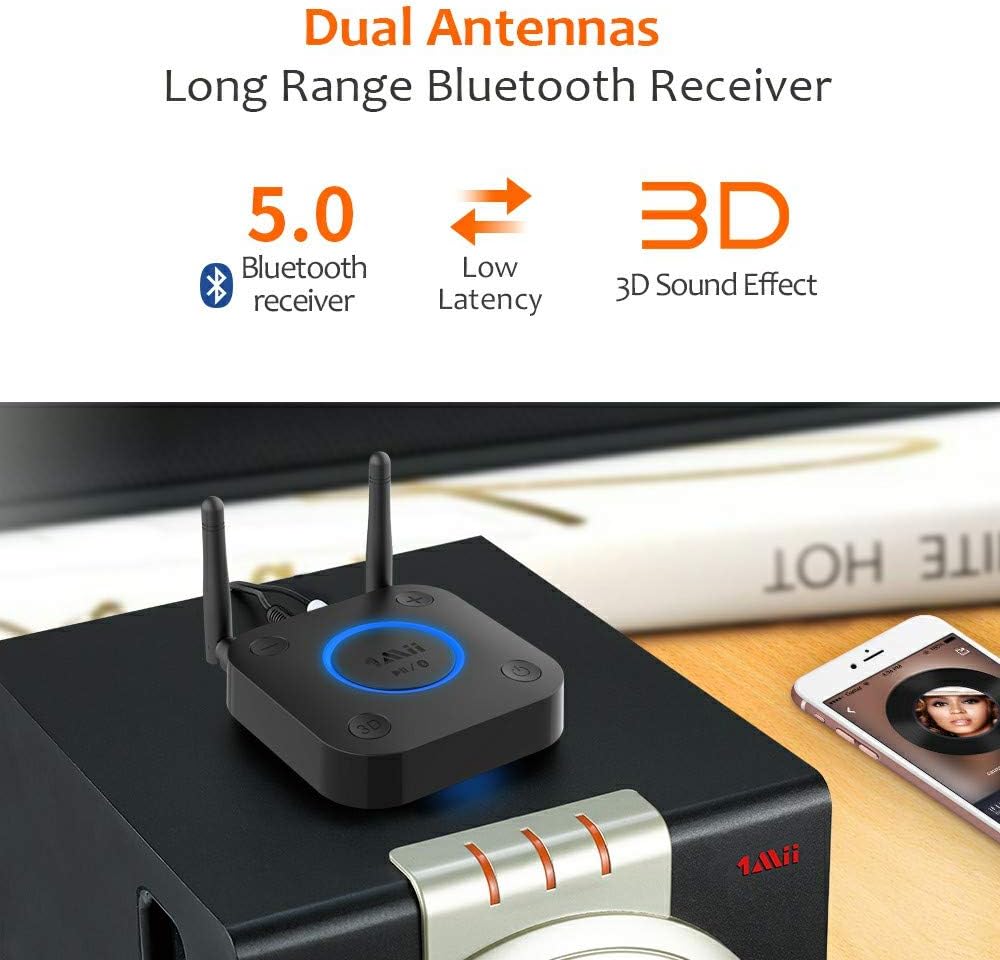 Bluetooth Receiver, HiFi Wireless Audio Adapter with aptX Low Latency, Optical RCA AUX, for Home Stereo A470892
