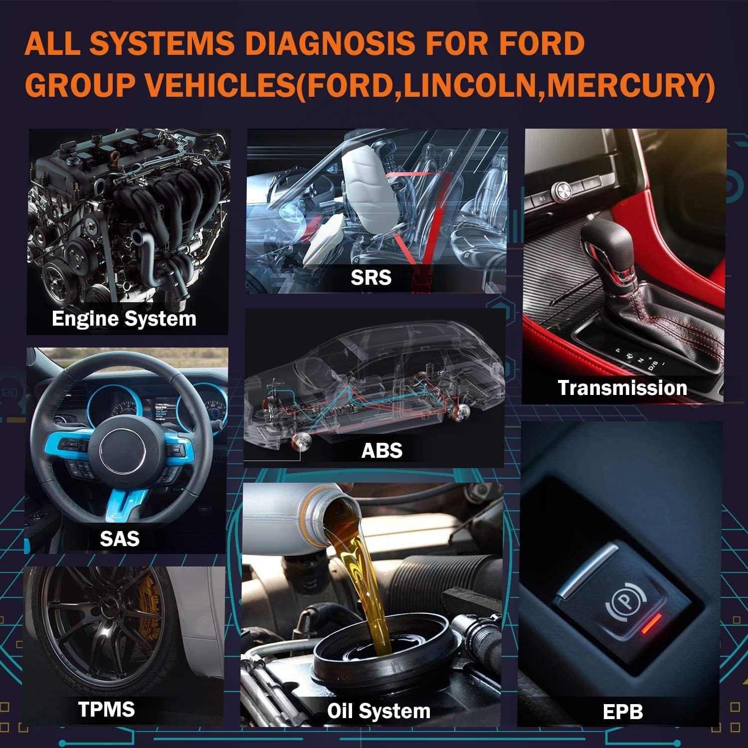OBD2 Scanner for Ford Vehicles Diagnostic Code Reader with SRS SAS Calibration U8673