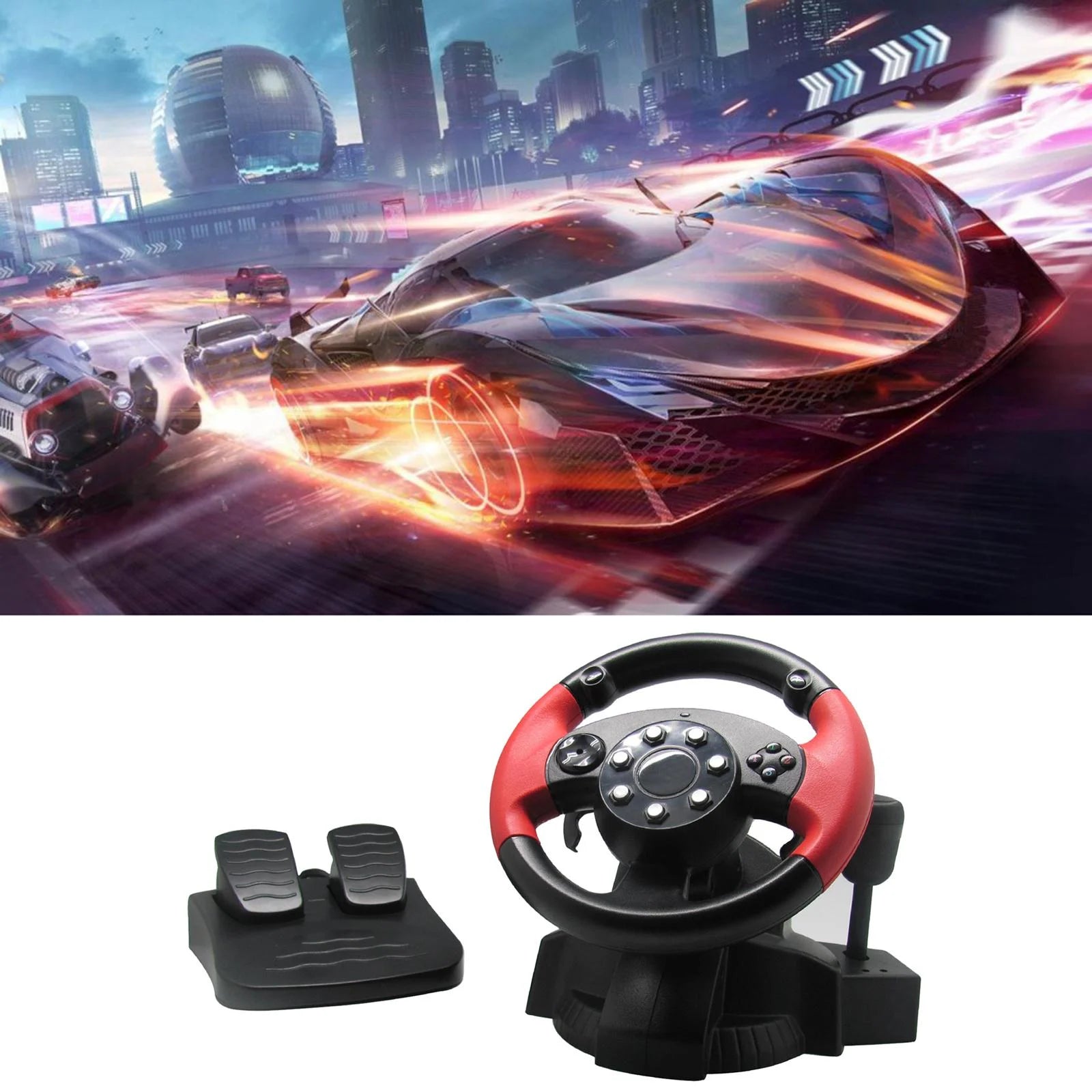USB Truck Race Steering Wheel with Pedals Set X354