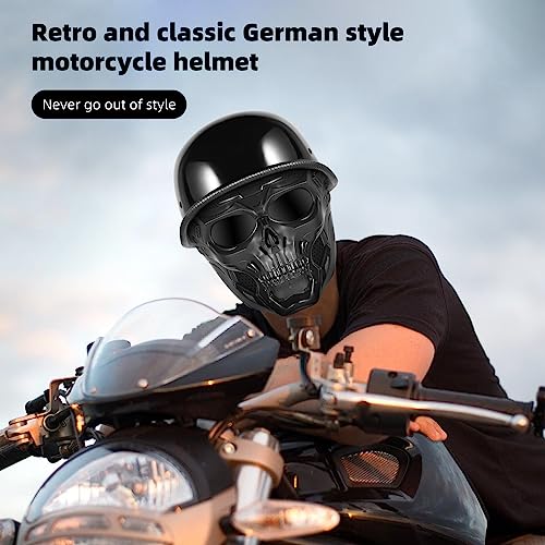 Motorcycle Half Helmet with Face Shield, DOT Approved Retro Style X5103