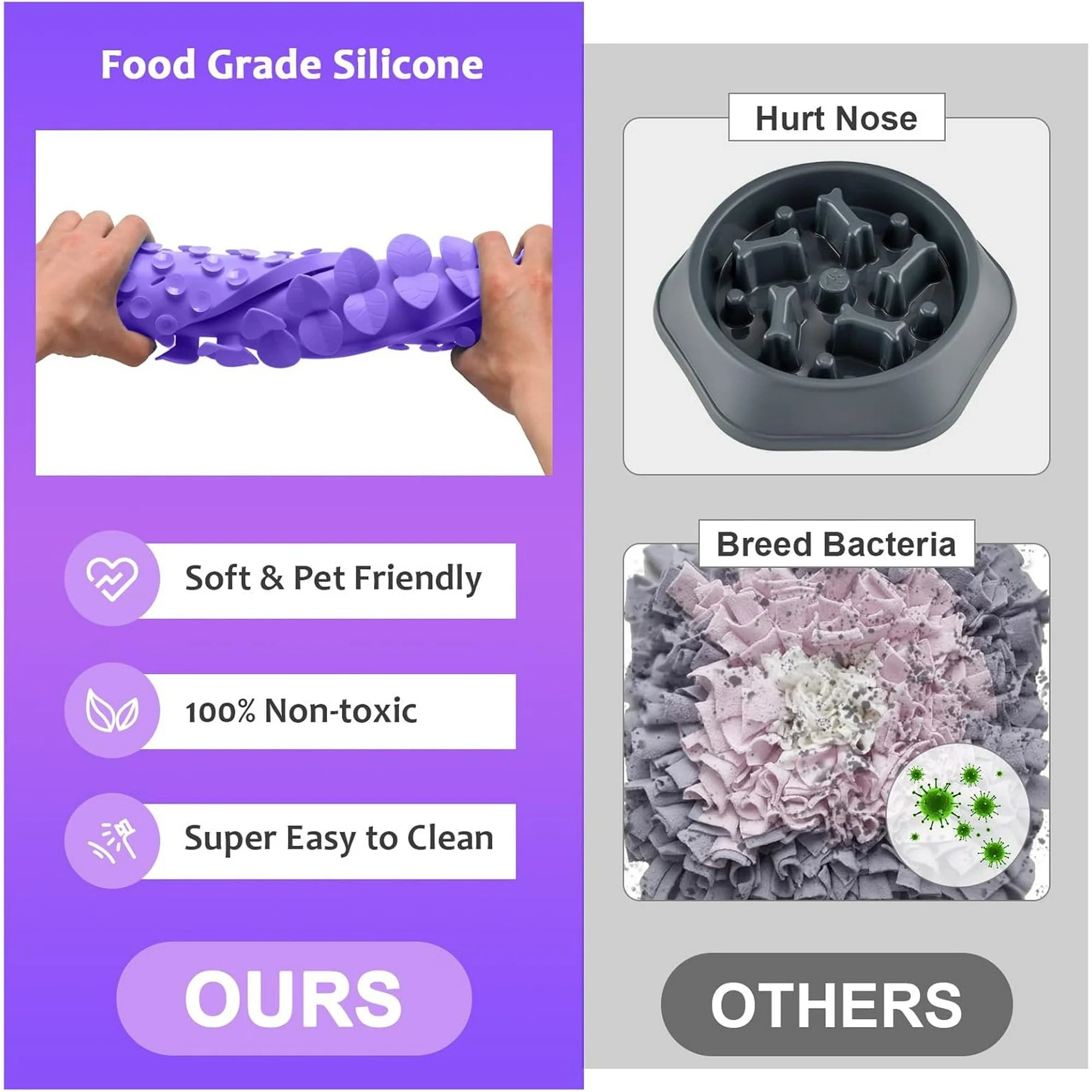 Silicone Snuffle Mat for Large Dogs, Slow Feeder Lick Mat with Suction Cups Y688685
