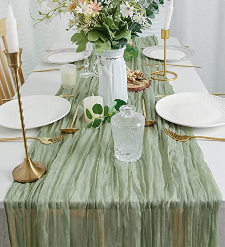 Dusty Blue Gauze Table Runner 35x120 Inches for Wedding Baby Shower A56598