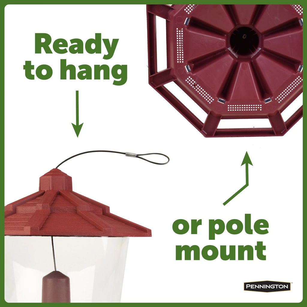 Red Recycled Plastic Wild Bird Hopper Feeder, 7 lb, 2 Pack W5740
