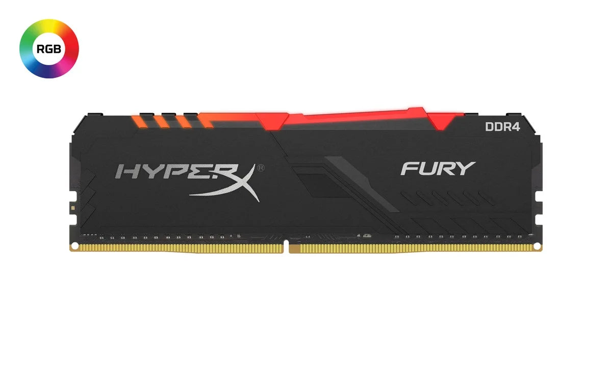 HyperX Fury RGB 8GB 3600MHz DDR4 Ram CL17 DIMM 1Rx8 RGB Single Stick Desktop Memory Infared Sync Technology