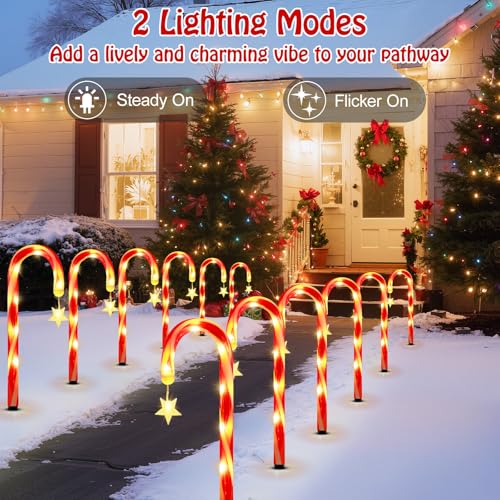 Solar Christmas Candy Cane Lights Outdoor, Pathway Stake Lights, 24 Pack G8137