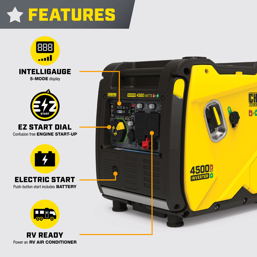 4500-Watt Portable Dual Fuel Inverter Generator with CO Shield Q57000