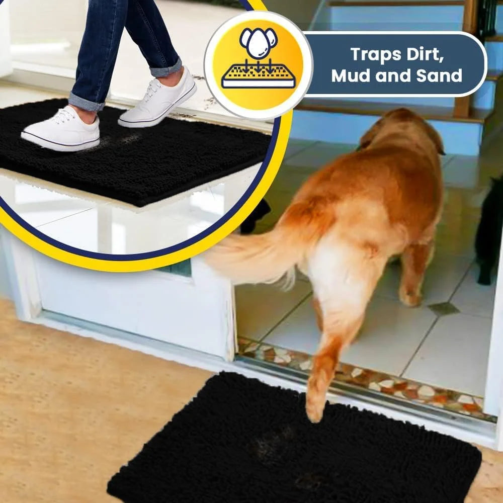 Non Slip Thick Microfiber Door Mat, Washable Chenille Runner for Indoor Outdoor Use G433119