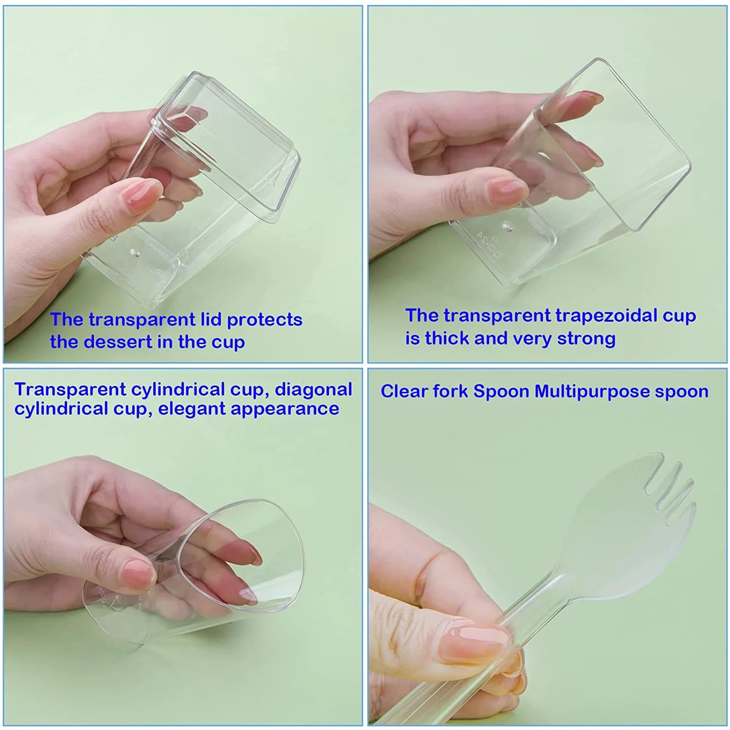 100 Pack 5.4oz Clear Dessert Cups with Lids and Spoons Y651