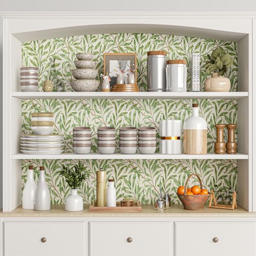 Sage Green Leaf Wallpaper Peel and Stick Boho Floral Contact Paper V711
