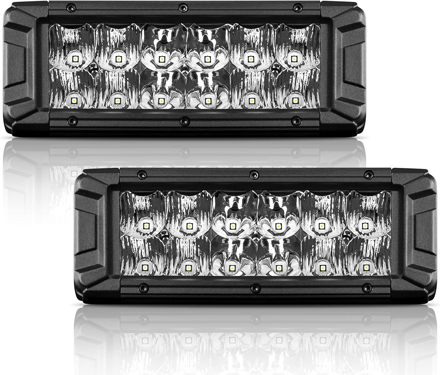 Rigidhorse LED Light Bar 8 Inch Double Row 120W 12000LM Spot Flood Combo LED Off Road Lights Xenon White IP68 Waterproof Driving Light for Trucks, 2Pcs Pack of 2