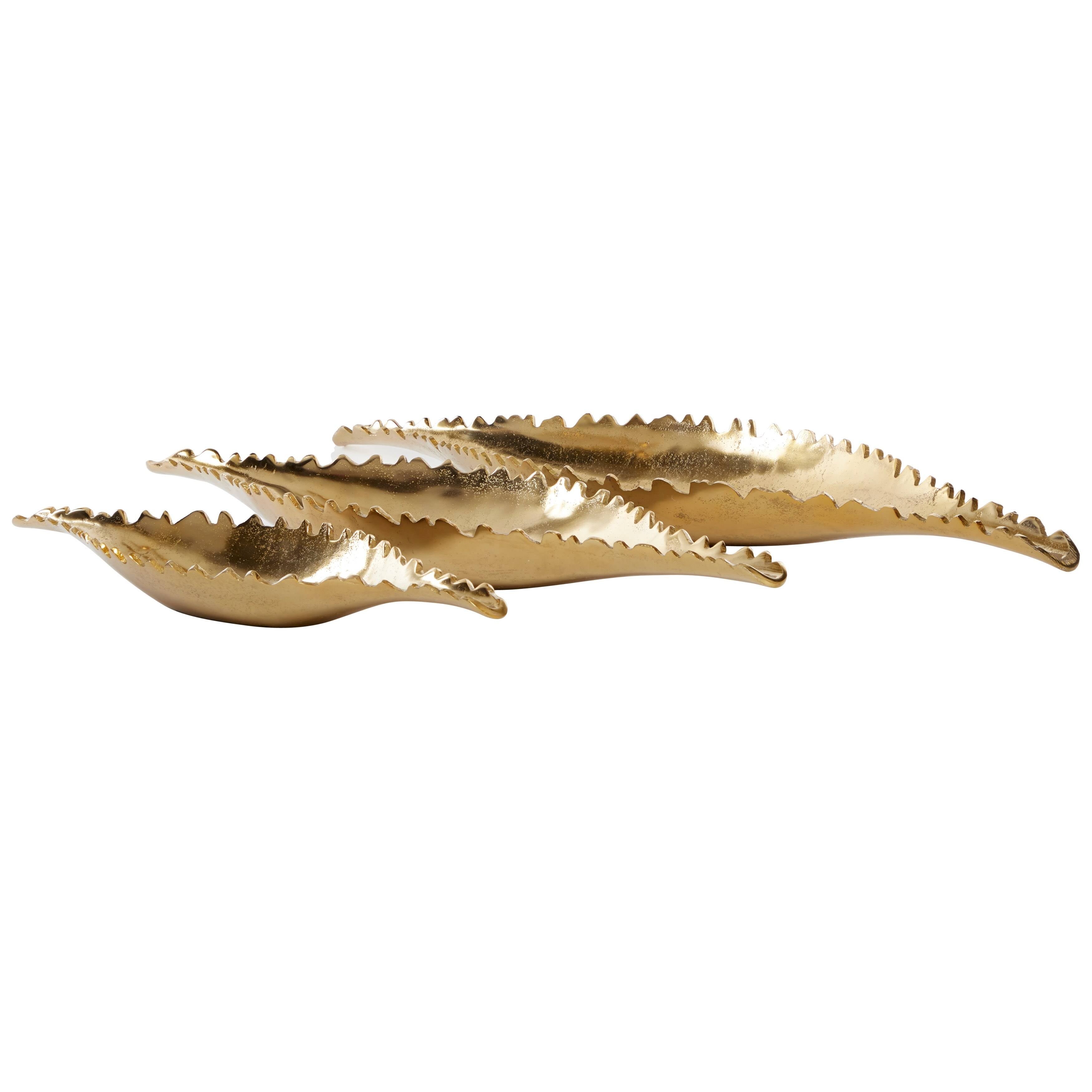 Large Metallic Gold Metal Boat Trays, Set of 3 L941