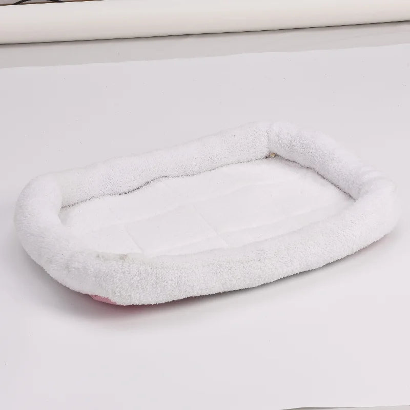 Plush Cat and Dog Bed with Pillow for Curling Sleep F7861