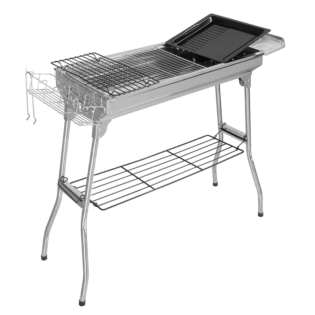 CAIHONG Commercial Quality Portable Charcoal Grills Hibachi BBQ Lamb Skewer Folded Camping Barbecue Grill for Garden Backyard Party Picnic Travel Home Outdoor Cooking Use(27.95"L x 12.99"W x 27.56"H)