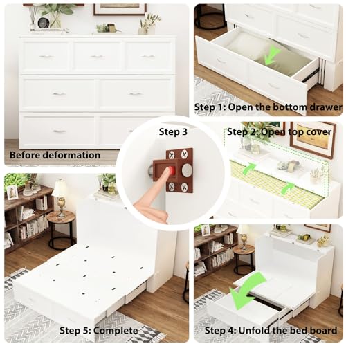 Queen Murphy Bed with Charging Station and Drawer L600618