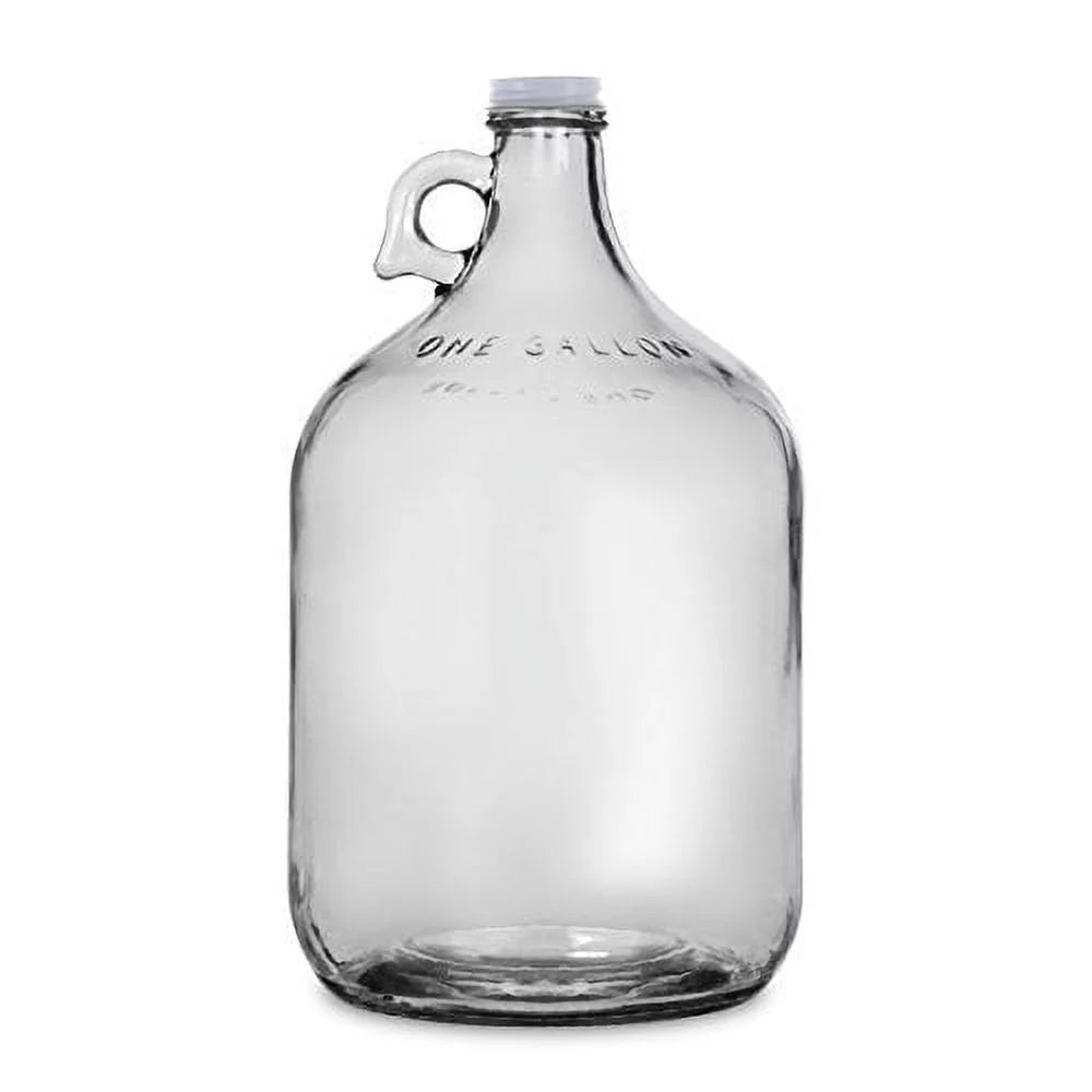 Glass Water Bottle with Metal Screw Cap, 1 gal, 4-Pack C42784