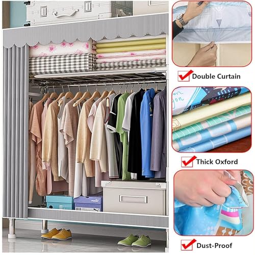 Portable Closet Storage Wardrobe with Hanging Rack U7810