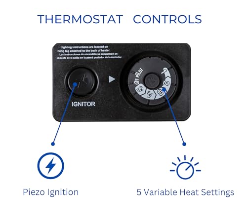 Ventless Natural Gas Infrared Space Heater with Thermostat, 20000 BTU, Black L65122