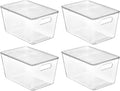 Clear Stackable Storage Bins with Lids, Large Plastic Containers with Handle for Pantry Organizer and Storage,Perfect for Bathroom,Cabinet,Kitchen,Fridge,Closet Organization