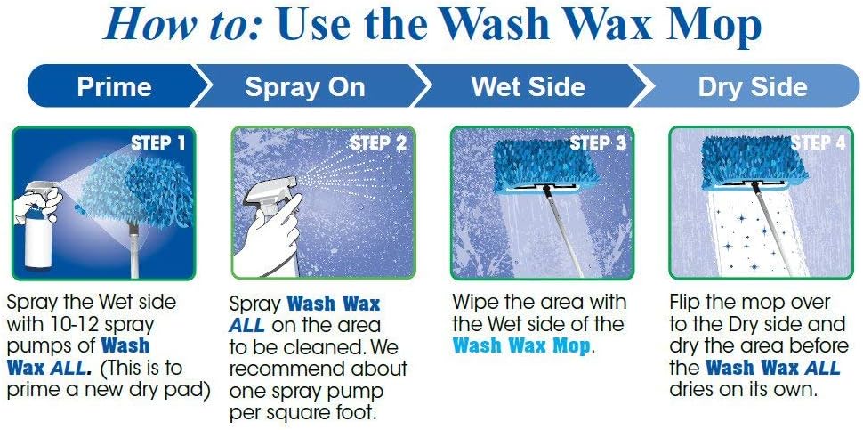Waterless RV Boat Wash Wax Mop Kit with Telescoping Pole V5465