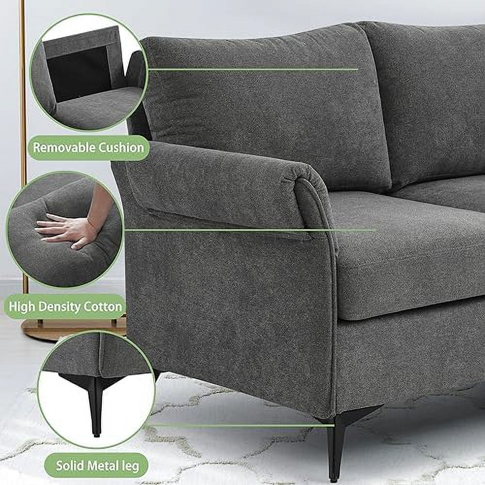 50" Small Sofa Loveseat for Living Room, Fabric 2-Seater with Solid Wood Frame J779810