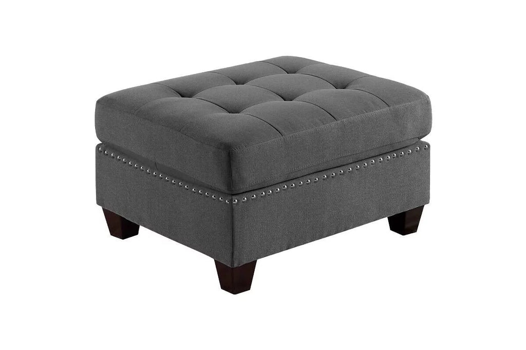 Gray Fabric Tufted 6pc U-Sectional Couch with Ottomans D12488