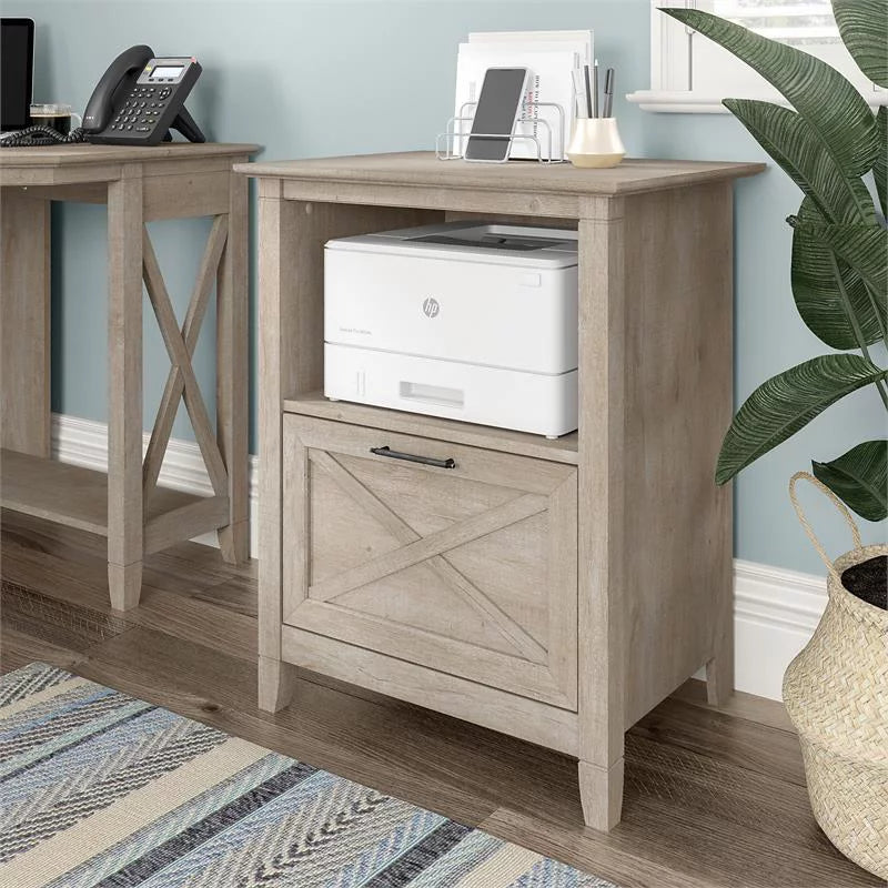 Lateral File Cabinet with Shelf in Washed Gray X9244
