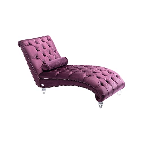 Velvet Chaise Sofa with Lumbar Pillow, Modern Ergonomic Upholstered K1642