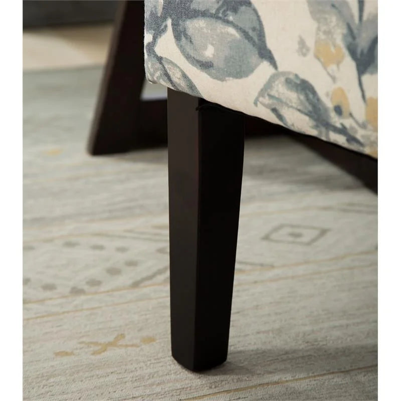 Blue Leaves Fabric Armless Accent Chair R383