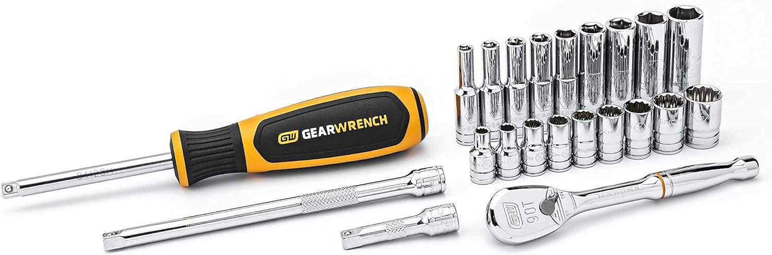 1/4" Drive Standard & Deep SAE/Metric Mechanics Tool Set 51 Pc. H9450