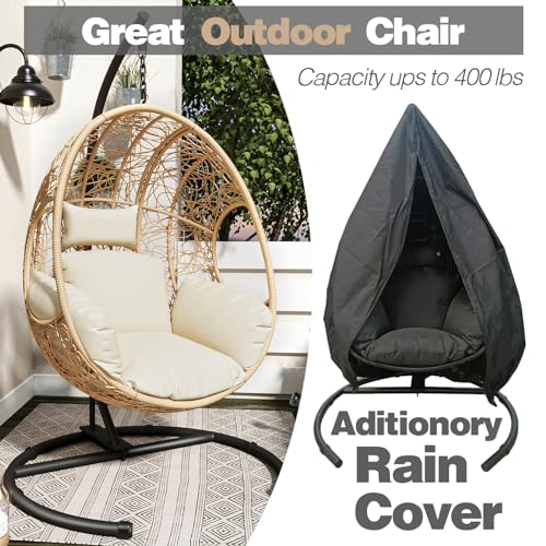 Outdoor Hanging Egg Chair with Stand, All Weather Wicker, Waterproof Cushion K978200
