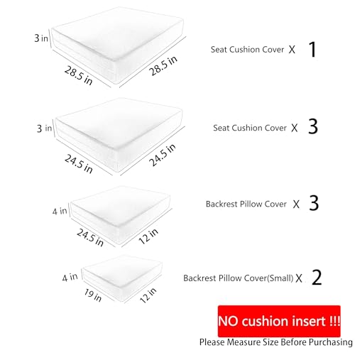Patio Cushion Covers Waterproof with Zipper, Taupe, Set of 5 N419