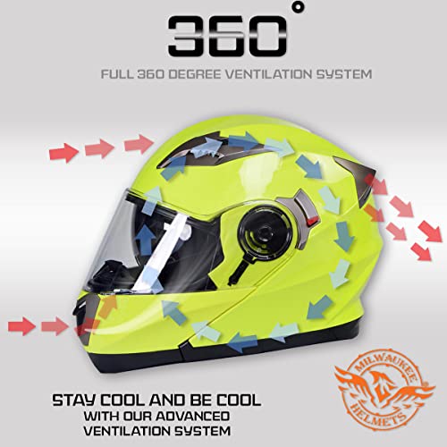 Modular Motorcycle Helmet with Drop Down Visor, Neon Yellow, X-Large G576706