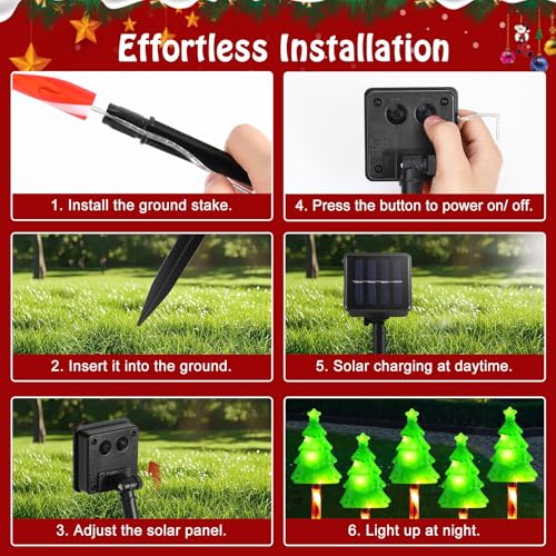 Solar Christmas Candy Cane Lights Outdoor, Pathway Stake Lights, 24 Pack G8137