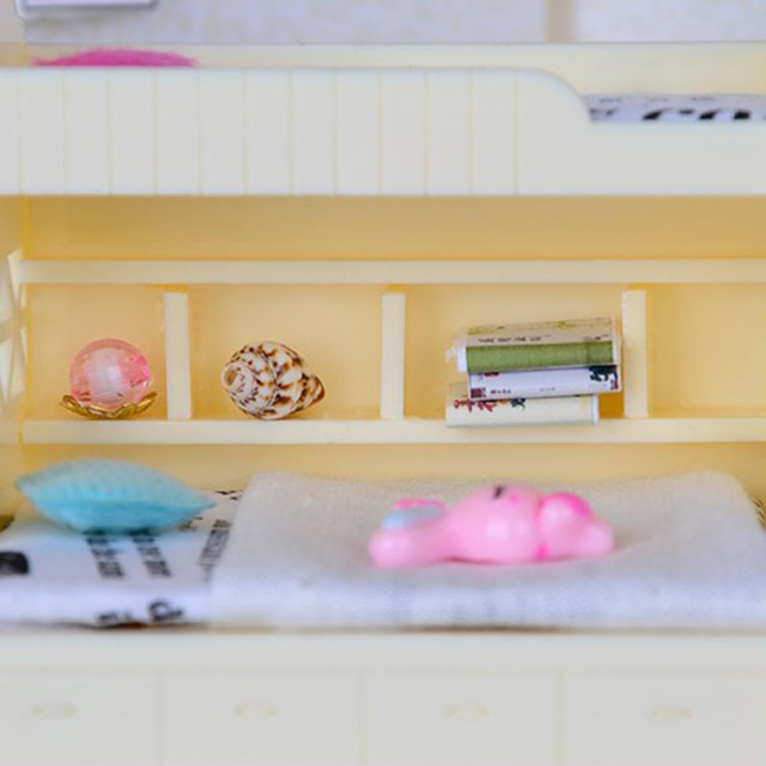 1/12 Scale Dollhouse Bunk Bed with Accessories for Miniature Bedroom Furniture H6220