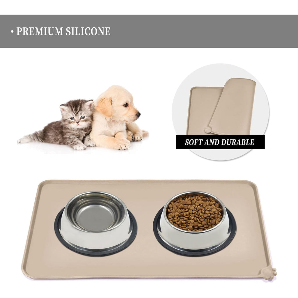 Waterproof Pet Feeding Mat with Raised Edges for Cats and Dogs O303589