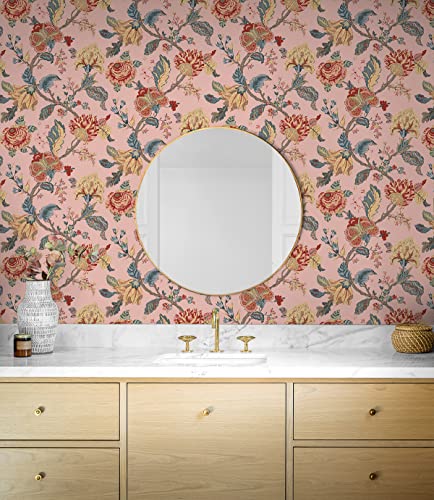 Victorian Jade Floral Prepasted Wallpaper D917696