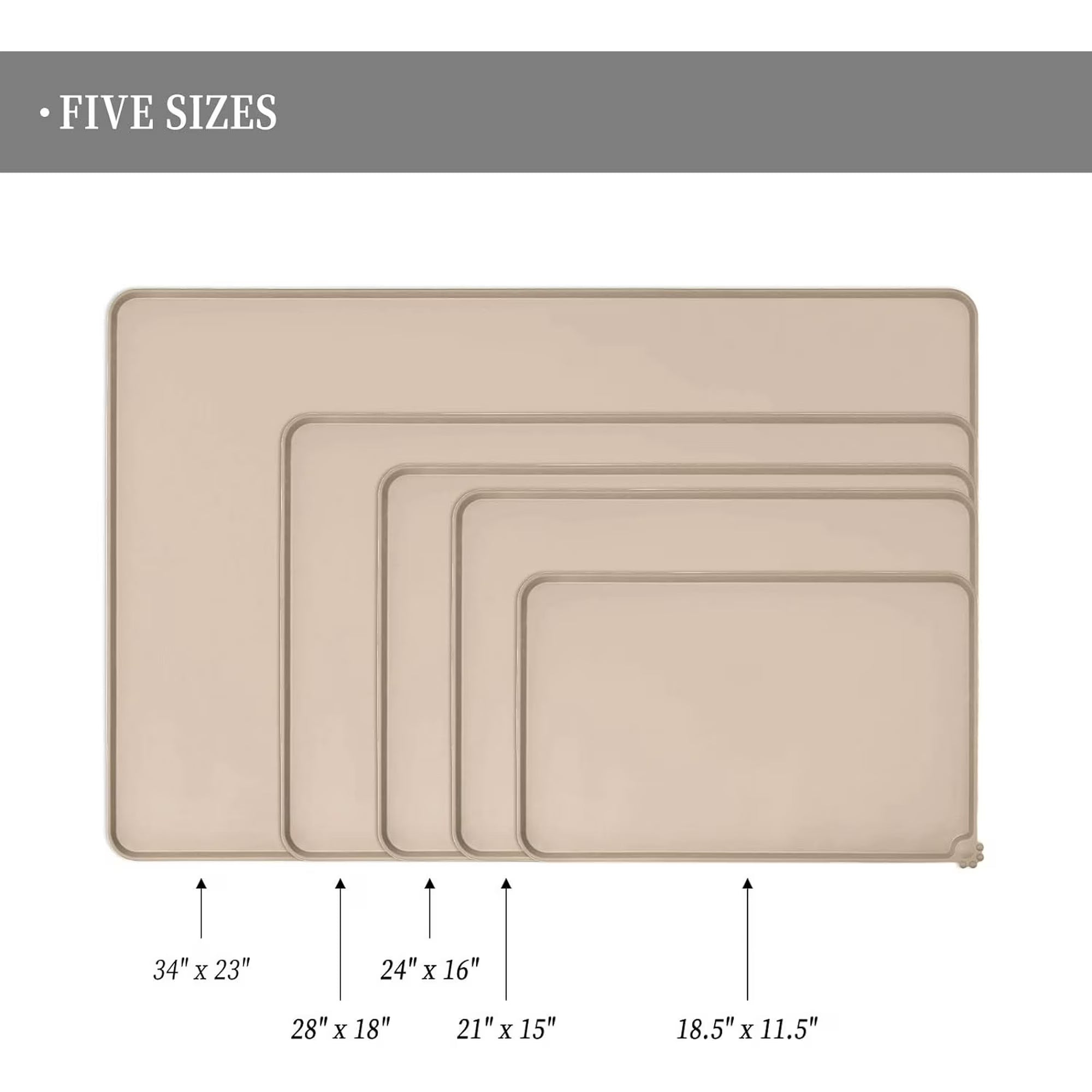 Waterproof Pet Feeding Mat with High Raised Edges, Heavier and Thicker Placemats for Cat Dog Water Bowl with , Dogs Cats Food Mats for Messy Drinkers to Prevent Spill and Protect Floors