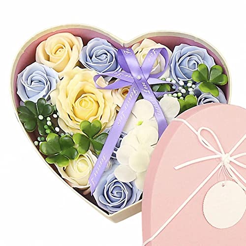 13 Pcs Flora Scented Roses Flower Bath Soap, Soap Rose Flowers in Heart Gift Box for Mother, Wife, Girlfriends, Lover in Wedding Birthday Anniversary Mother's Day Valentine's Day Christmas