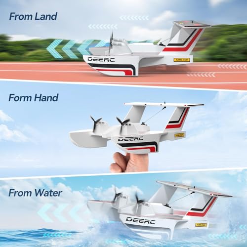 RC Plane for Water Land & Air, Amphibious Aircraft with 2 Batteries J78024