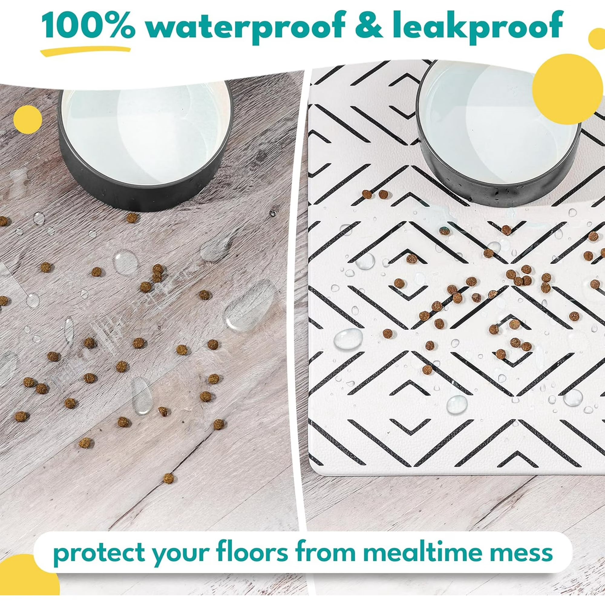 Large Waterproof Dog Mat for Food and Water - Non-Slip Pet Feeding Mat for Floors