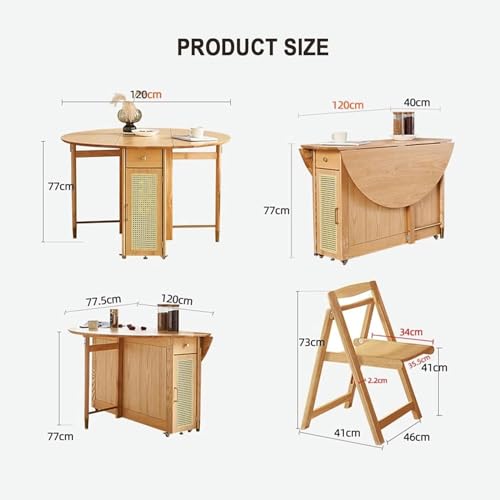 Round Folding Dining Table with Storage Space P859798