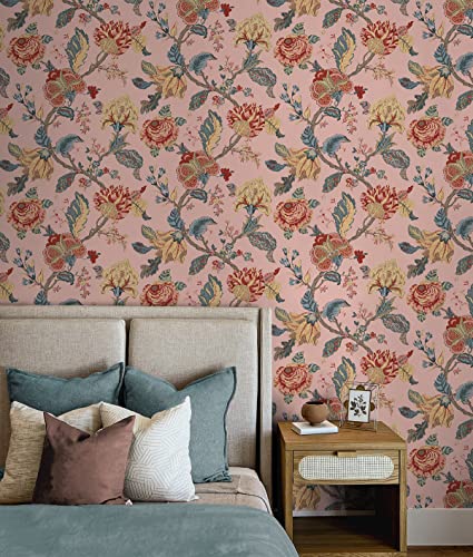 Victorian Jade Floral Prepasted Wallpaper D917696