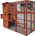 90.6" Large Backyard Wood Chicken Coop Hen House Nesting Box & Run & Cleaning Tray New